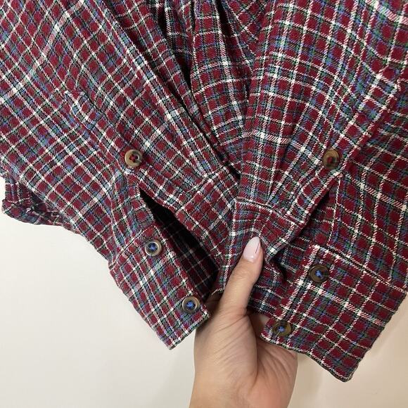 ANTHROPOLOGIE Pilcro Red plaid collared ruched button down long sleeve shirt SML - Picture 6 of 7